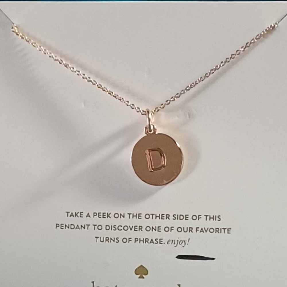 NWT Kate Spade Rose Gold Letter D Pendant Necklace / E-2
